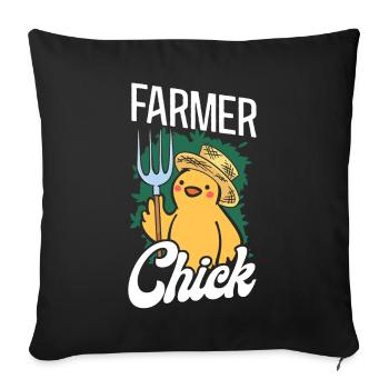 Farming Farmer Girl Chicken Farmer - Sofakissenbezug 45 x 45 cm - Schwarz - Vorne