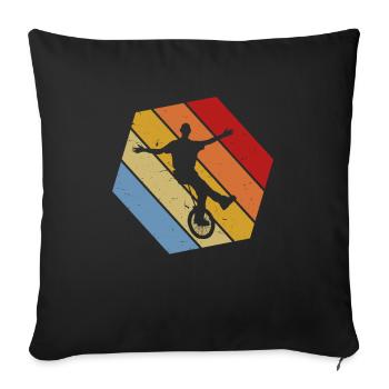 Einrad Fahrerin Rad Zirkus - Sofakissenbezug 45 x 45 cm - Schwarz - Vorne