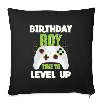 Birthday Boy Il est temps de monter de niveau En ce qui concerne l’anniversaire du jeu vidéo - Housse de coussin décorative 45 x 45 cm - noir - Devant