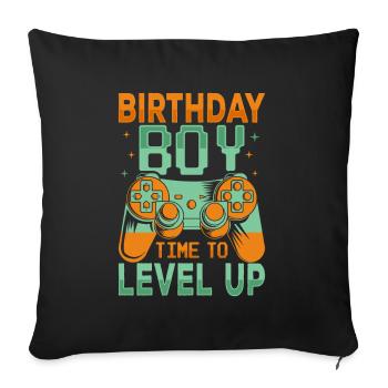 Birthday Boy Il est temps de monter de niveau En ce qui concerne l’anniversaire du jeu vidéo - Housse de coussin décorative 45 x 45 cm - noir - Devant