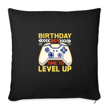 Birthday Boy Il est temps de monter de niveau En ce qui concerne l’anniversaire du jeu vidéo - Housse de coussin décorative 45 x 45 cm - noir - Devant