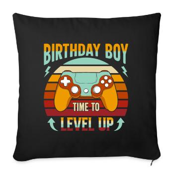 Birthday Boy Il est temps de monter de niveau En ce qui concerne l’anniversaire du jeu vidéo - Housse de coussin décorative 45 x 45 cm - noir - Devant