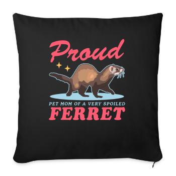 Ferret Mom | Ferret Owner Gift - Sofa pillowcase 17,3'' x 17,3'' (45 x 45 cm) - black - Front