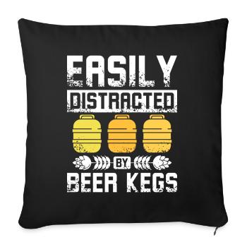 Facilement distrait par les fûts de bière - Housse de coussin décorative 45 x 45 cm - noir - Devant