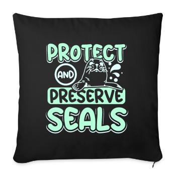 Protect and preserve seals - Sofakissenbezug 45 x 45 cm - Schwarz - Vorne