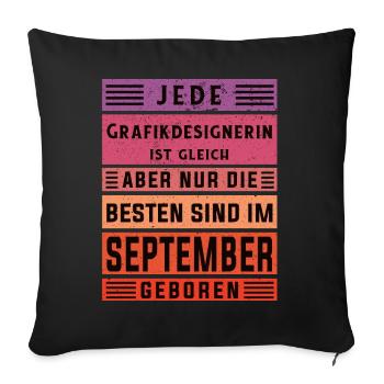 Illustrator Geburtstag September geboren - Sofakissenbezug 45 x 45 cm - Schwarz - Vorne
