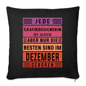 Illustrator Geburtstag Dezember geboren - Sofakissenbezug 45 x 45 cm - Schwarz - Vorne