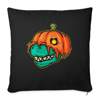 T-Rex Wearing A Pumpkin As Costume For Halloween - Sofa pillowcase 17,3'' x 17,3'' (45 x 45 cm) - black - Front