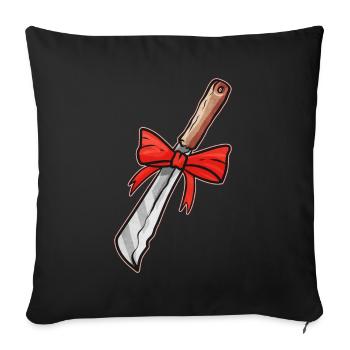Knife With Bow As Present For Christmas Halloween - Sofa pillowcase 17,3'' x 17,3'' (45 x 45 cm) - black - Front