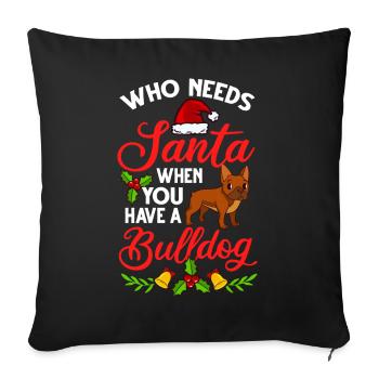 Chien Bulldog anglais Chiots Noël - Housse de coussin décorative 45 x 45 cm - noir - Devant