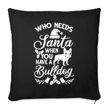 Chien Bulldog anglais Chiots Noël - Housse de coussin décorative 45 x 45 cm - noir - Devant
