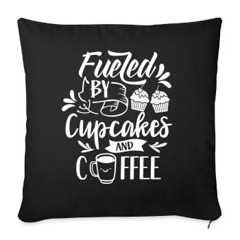 Powered By Cupcakes And Coffee Cupcake Food - Sofa pillowcase 17,3'' x 17,3'' (45 x 45 cm) - black - Front