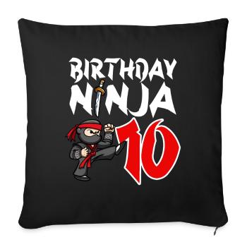 Birthday Party 10 Years Old Japanese Ninja - Sofa pillowcase 17,3'' x 17,3'' (45 x 45 cm) - black - Front