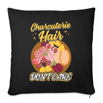 Charcuterie Cheveux - Don’t Care - Housse de coussin décorative 45 x 45 cm - noir - Devant