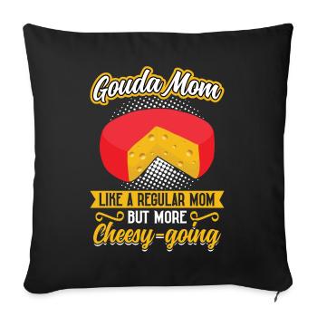 Gouda Mom - but with more cheese lust - Sofa pillowcase 17,3'' x 17,3'' (45 x 45 cm) - black - Front