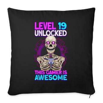 jeu de joueur 19ème anniversaire jeux vidéo de jeu - Housse de coussin décorative 45 x 45 cm - noir - Devant