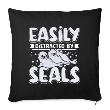 Easily distracted by seals - Sofakissenbezug 45 x 45 cm - Schwarz - Vorne