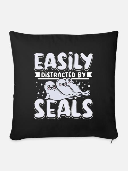 Easily distracted by seals - Sofakissenbezug 45 x 45 cm - Schwarz