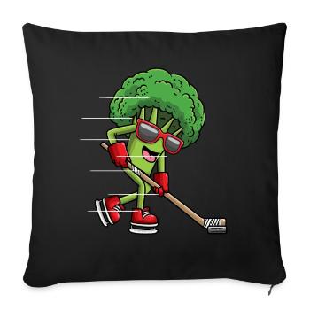 Broccoli Ice Hockey Player Vegan Lustig Hockey - Sofa pillowcase 17,3'' x 17,3'' (45 x 45 cm) - black - Front