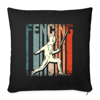Retro Vintage Fencing - Sofa pillowcase 17,3'' x 17,3'' (45 x 45 cm) - black - Front