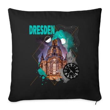 Dresden Germany City Skyline Vintage Retro - Sofa pillowcase 17,3'' x 17,3'' (45 x 45 cm) - black - Front
