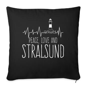 Stralsund Leuchtturm Stralsunder - Sofakissenbezug 45 x 45 cm - Schwarz - Vorne