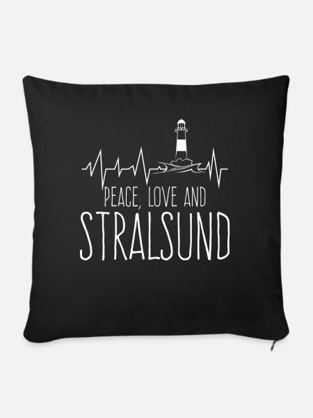 Stralsund Leuchtturm Stralsunder - Sofakissenbezug 45 x 45 cm - Schwarz