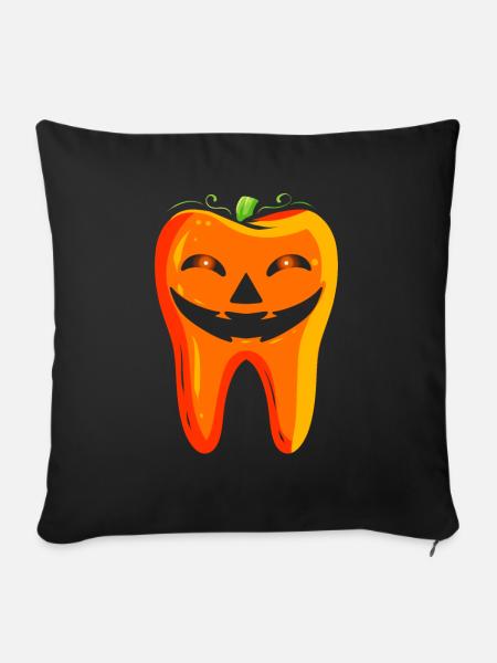 Dentists Tooth Pumpkin Halloween - Sofakissenbezug 45 x 45 cm - Schwarz