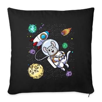 Chinchilla dans l’espace Planète Rongeur Animal - Housse de coussin décorative 45 x 45 cm - noir - Devant