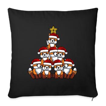 Fox Christmas Tree - Sofa pillowcase 17,3'' x 17,3'' (45 x 45 cm) - black - Front