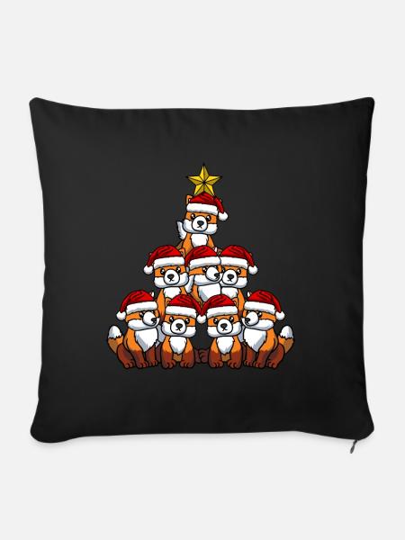 Fuchs Weihnachtsbaum - Sofakissenbezug 45 x 45 cm - Schwarz