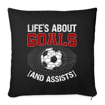 La vie est une question de buts et d’aides dans le football - Housse de coussin décorative 45 x 45 cm - noir - Devant