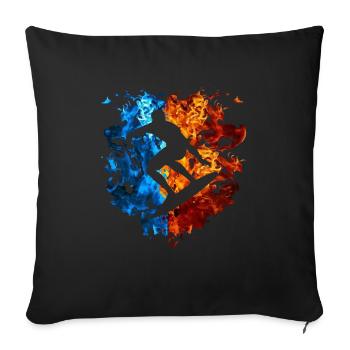 Fire Surfer Flames Surfboard Burning - Sofa pillowcase 17,3'' x 17,3'' (45 x 45 cm) - black - Front