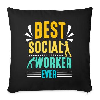 Meilleur travailleur social de tous les temps En travail social - Housse de coussin décorative 45 x 45 cm - noir - Devant