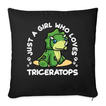 Tricératops Dinosaur Girl - Housse de coussin décorative 45 x 45 cm - noir - Devant