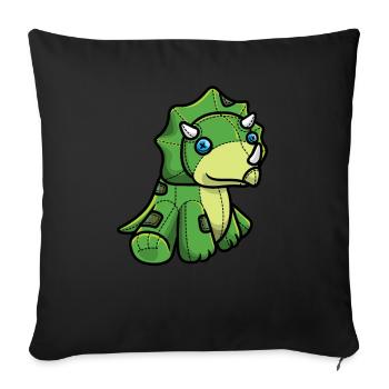 Tricératops Dinosaures - Housse de coussin décorative 45 x 45 cm - noir - Devant