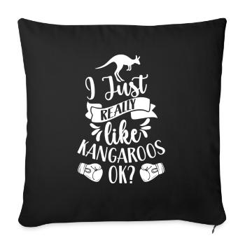 J’aime les kangourous tout simplement très animal Kangourou - Housse de coussin décorative 45 x 45 cm - noir - Devant