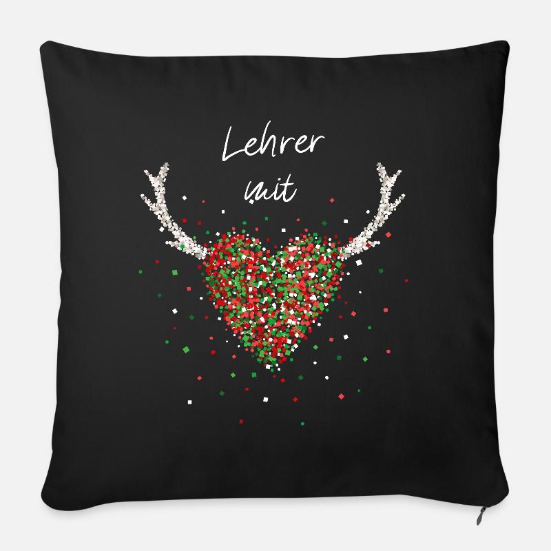 Lehrer mit Herz Klassenlehrer Weihnachtsfeier - Sofakissenbezug 45 x 45 cm - Schwarz