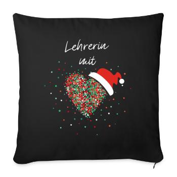 Lehrerin mit Herz Klassenlehrerin Weihnachten - Sofakissenbezug 45 x 45 cm - Schwarz - Vorne