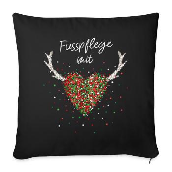 Fußpflege mit Herz Podologin Weihnachtszeit - Sofakissenbezug 45 x 45 cm - Schwarz - Vorne