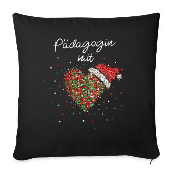 Pädagogin Mit Herz Tagesmutter Weihnachtsfeier - Sofakissenbezug 45 x 45 cm - Schwarz - Vorne