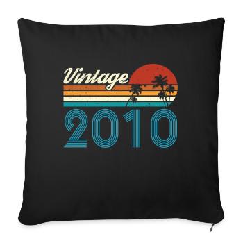 Vintage 2010 Vintage Anniversaire Rétro Vintage - Housse de coussin décorative 45 x 45 cm - noir - Devant