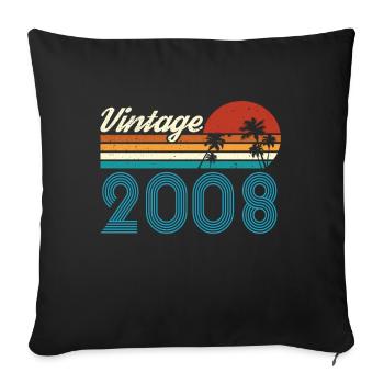 Vintage 2008 Vintage Anniversaire Rétro Vintage - Housse de coussin décorative 45 x 45 cm - noir - Devant