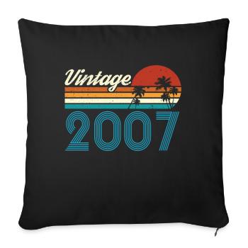 Vintage 2007 Vintage Anniversaire Rétro Vintage - Housse de coussin décorative 45 x 45 cm - noir - Devant