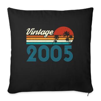 Vintage 2005 Vintage Anniversaire Rétro Vintage - Housse de coussin décorative 45 x 45 cm - noir - Devant