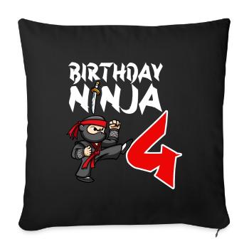 Birthday Party 4 Years Old Japanese Ninja Birthday - Sofa pillowcase 17,3'' x 17,3'' (45 x 45 cm) - black - Front