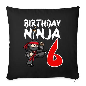 Birthday Party 6 Years Old Japanese Ninja Birthday - Sofa pillowcase 17,3'' x 17,3'' (45 x 45 cm) - black - Front