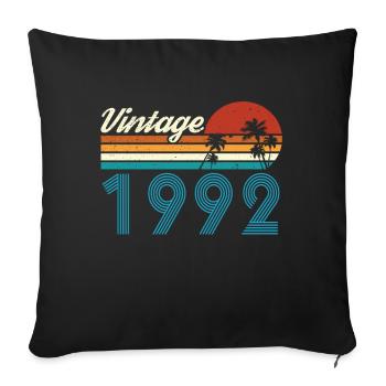 Vintage 1992 Vintage Anniversaire Rétro Vintage - Housse de coussin décorative 45 x 45 cm - noir - Devant