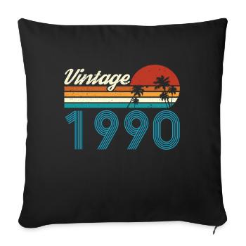 Vintage 1990 Vintage Anniversaire Rétro Vintage - Housse de coussin décorative 45 x 45 cm - noir - Devant