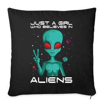 Girl Who Believes in Aliens Planet Space - Sofa pillowcase 17,3'' x 17,3'' (45 x 45 cm) - black - Front